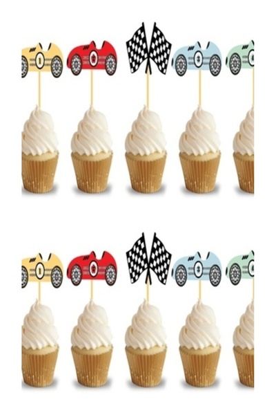 aşkın concept Yarış Arabaları Temalı Kürdan Süs 10 ADET Cupcake Kürdanı Özel ...