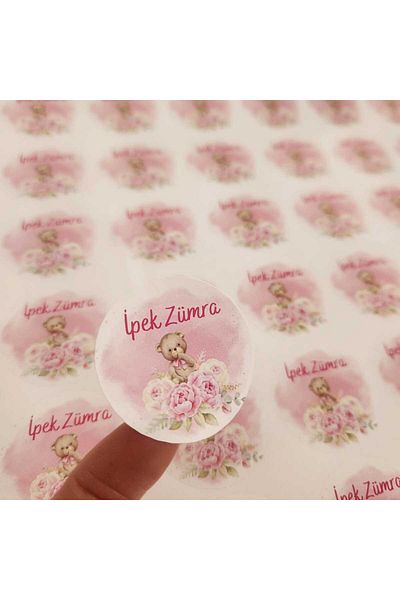 fırsatlar diyarı Welcome Baby - Mevlit Tag - Glossy Coated - Round Cut / 4 cm - 75 Pieces