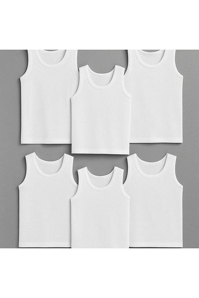 CATEKSSS Boy's Combed White Undershirt Cotton 6-Pack