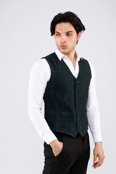 CE-YIL DERİ ÜRÜNLERİ Genuine Leather Suede Vest