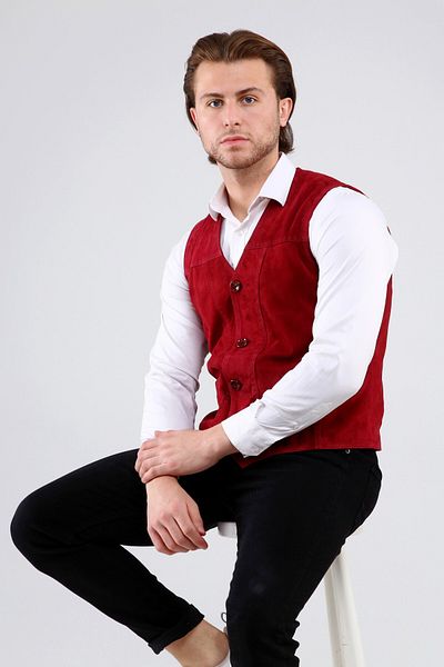 CE-YIL DERİ ÜRÜNLERİ Genuine Leather Suede Vest
