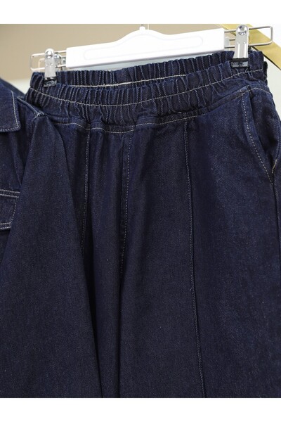 Modamorfo Belted Waist, Buttoned Front Pocket Denim Suit -K.Laci