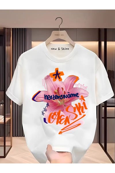 New Shine 1 μπλουζάκι δώρο για αγορές 6 και άνω στο καλάθι - Μπλουζάκι με στάμπα λουλουδιών