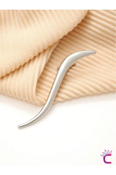 Cinderella Decorative S Design Large Size Collet Hair Clip Silver Metal 13cm - Women's Clip Side Buckle Bun Barrette