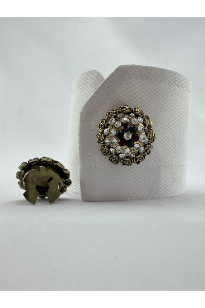 Zaim Aksesuar Taşlı Çiçek Desenli Düğme