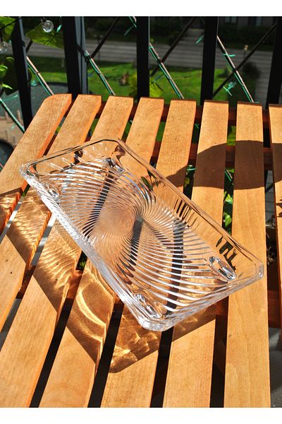 Qualitev Rectangular Footed Glass Serving Plate / Presentation Plate 29 cm - 1 Piece