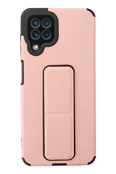 NewFace حافظة سامسونج جالاكسي A22 مصنوعة من السيليكون مع حامل كبير - بودرة SPTGL