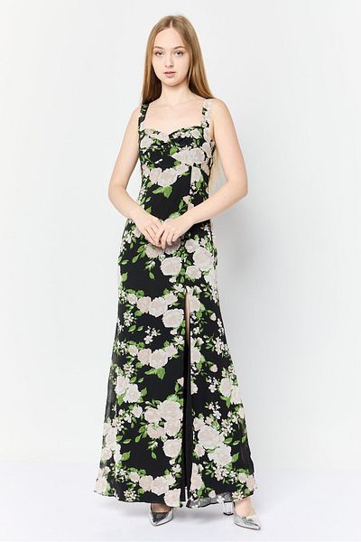 Lulus Women Floral Pattern Maxi Dress, Multicolor