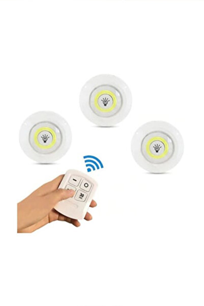 CİYU TİCARET Kablosuz uzaktan kumandalı beyaz 3'lü led lamba koridor aydınlatma mutfak dolabı ayıdınlatma