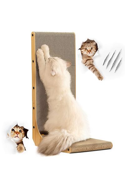Fish & Paws Ansamblu zgâriat Fish & Paws®, tip L, jucărie interactivă, carton durabil, orizontal/vertical, Maro
