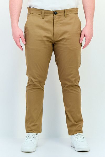 Threadbare بنطال تشينو رجالي بقصّة Slim Fit سادة، لون كاكي غامق