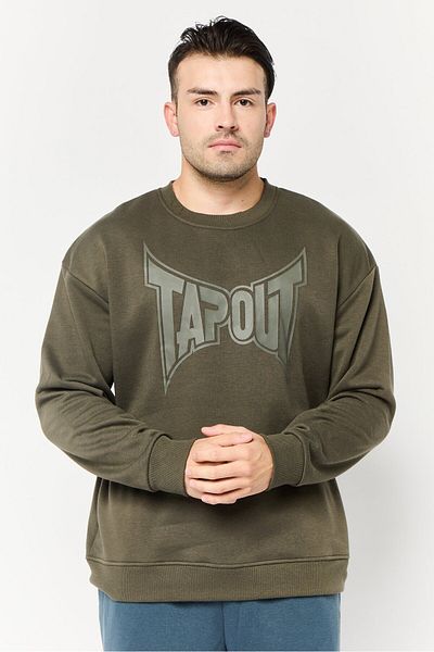Tapout Men Sportswear Fit Long Sleeve Outdoor Sweatshirt, Dark Olive