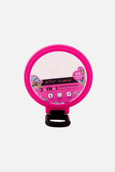 Betsey Johnson 3 In 1 Handheld Soft-touch Mirror, Pink