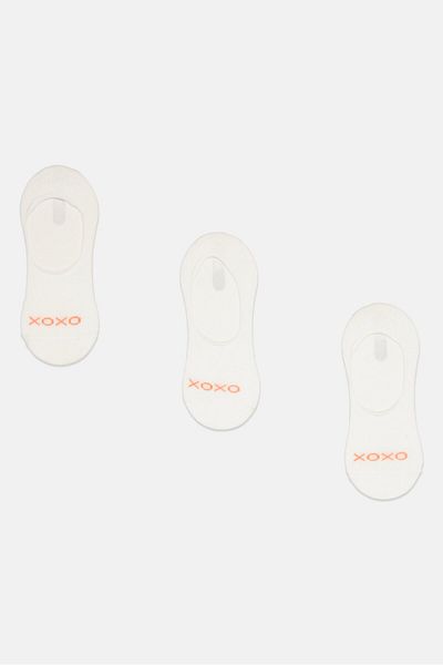XOXO Women 3 Pairs Brand Logo Invisible Socks, White