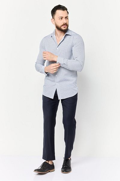 Scotch & Soda Men Modern Fit Micro Check Long Sleeves Dress Shirt, Multicolor