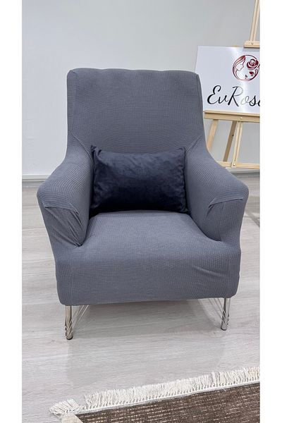 EvRosee Lycra Stretch Elastic Flexible Square Pattern Armchair Single Person Denim Cover Seat Cover