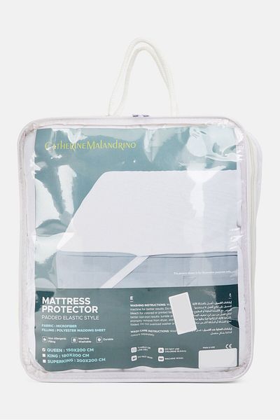 Catherine Malandrino Queen Size Mattress Padded Protector 150 X 200 Cm, White