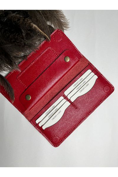 TROYDER Genuine Leather Long Phone Wallet Red Color