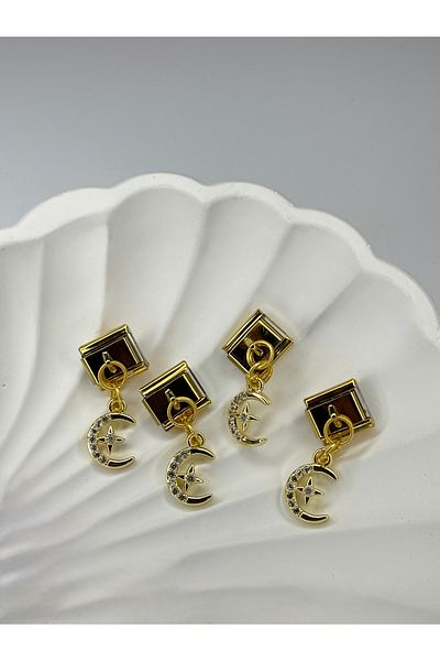 ilvesa shop Italian Bracelet Charm Moon Star Gold Model 1 Piece