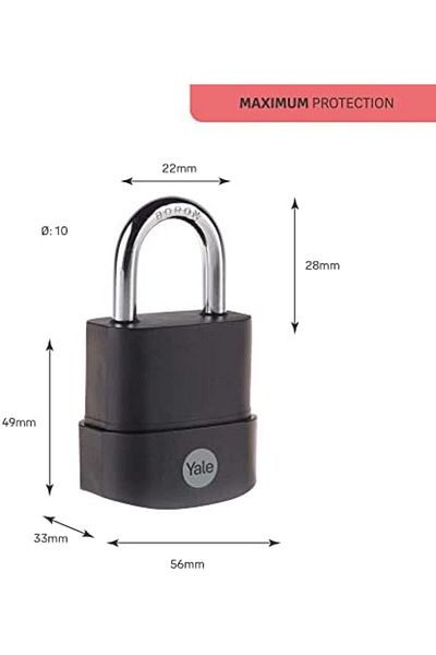 Yale Y227B/55/126/1 - 55mm Protector Tough Weatherproof Padlock - Maximum Protection - Boron