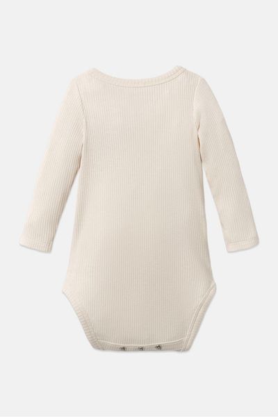 Tchibo Toddlers Boy Plain Long Sleeves Bodysuits, Off White