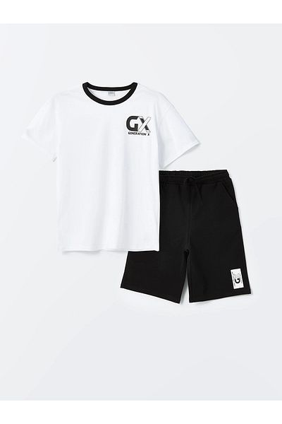 LC Waikiki Lcw Kids White Comfortable Fit Boys T-Shirt and Shorts