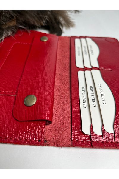 TROYDER Genuine Leather Long Phone Wallet Red Color