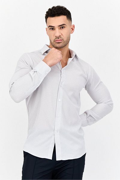 Scotch & Soda Men Modern Fit All Over Print Long Sleeve Dress Shirt, Multicolor