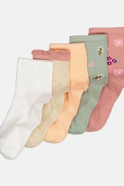 XOXO Kids Girl 5 Pair Textured Crew Socks, Multicolor