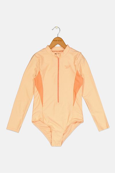 Reebok Kids Girl Brand Logo One Piece Swimwear, Peach