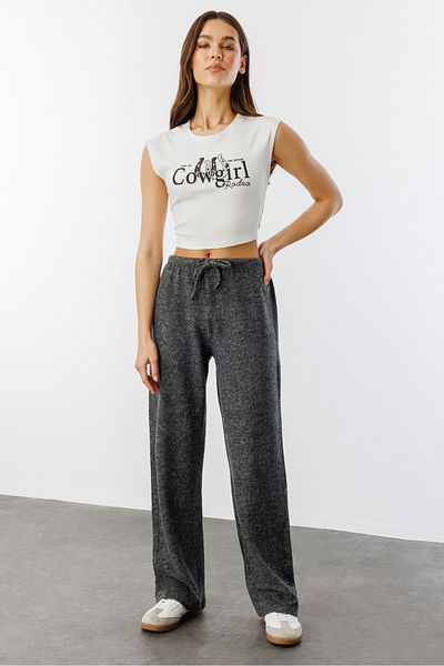 GENIUS STORE Yumoş Φαρδύ Πλεκτό Γυναικείο Παντελόνι ΠΛΕΚΤΟ-ΠΑΝΤΕΛΟΝΙ