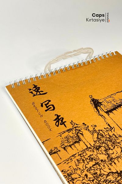 caps office 21X28 cm Sketchbook Drawing Notebook with Bag – 80 Sheets Wire Spiral Kraft Cover Sketchbook