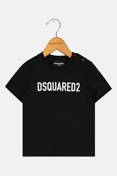 DSquared2 Kids Boy Crew Neck Short Sleeve Brand Logo T-shirt, Black