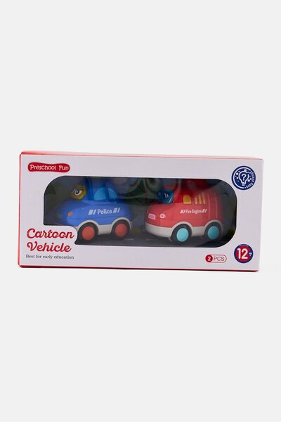 Preschool Fun 2 Pieces Cartoon Vehicle, Multicolor