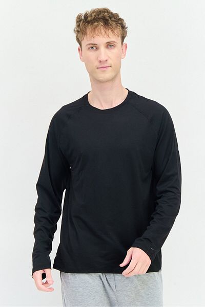Kenneth Cole Men Crew Neck Long Sleeves Plain T-shirt, Black