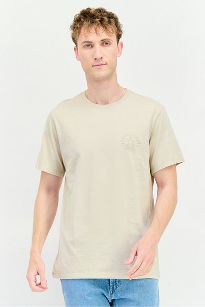 Dockers Men Crew Neck Short Sleeve Brand Logo T Shirt, Beige