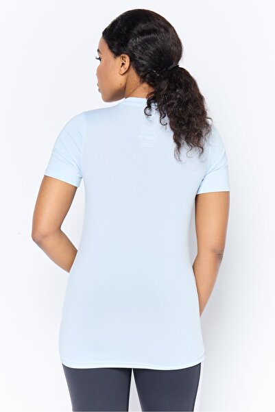 Reebok Women Sportswear FIt Short Sleeve Training T-Shirt, Light Blue