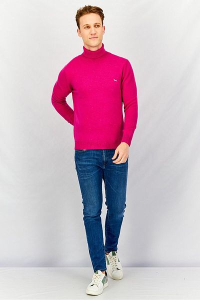Harmont & Blaine Men Turtle Neck Knitted Sweater, Fuchsia