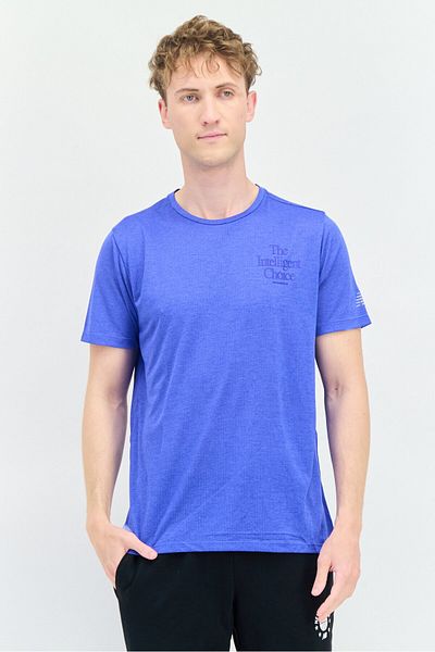 New Balance Men Athletic Fit Short Sleeves Running T-shirt, Blue