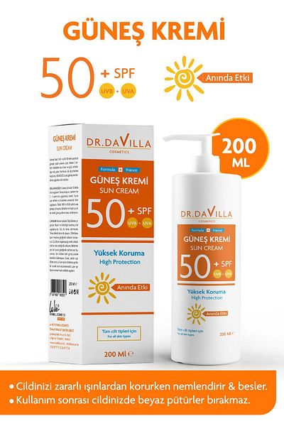 Dr.Davilla 200 ml Aloe Vera High Protection Facial Sunscreen - SPF 50+