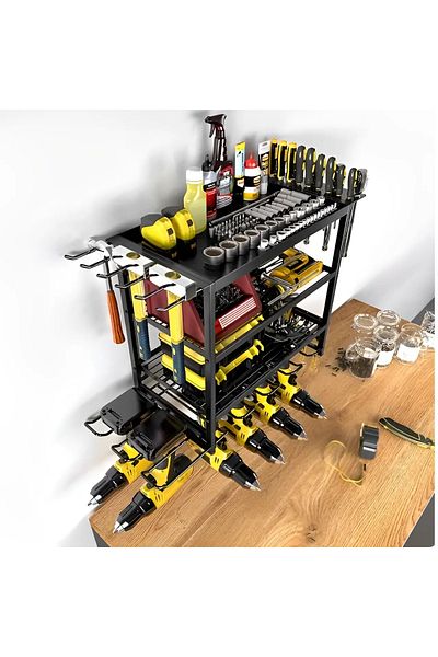 Herum Tool rack, wall mount, shelves, metal, self-tapping screws, wrenches, screwdrivers, garage organizer