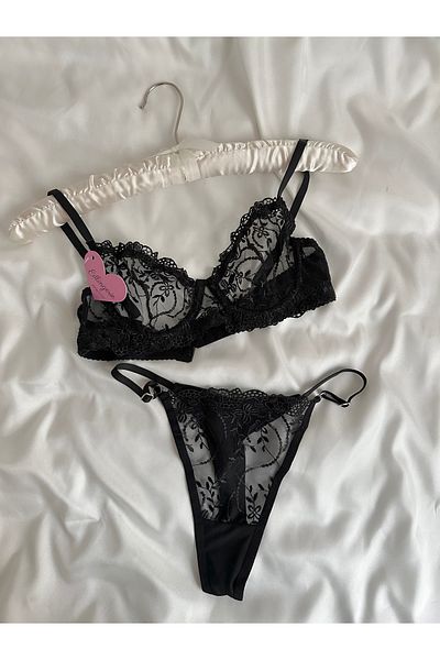 EDLİNGERİE Σετ μαύρο μαύρο κύκνο Bralet