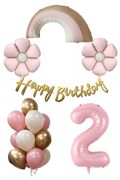 Azebu Retro 2 Yaş Papatya Temalı Kız Bebek Konsept Doğum Günü Seti