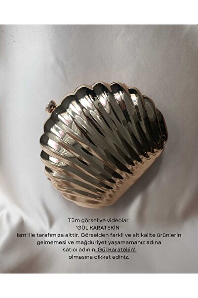 Gül Karatekin Kadın Gold Metal İstiridye Deniz Kabuğu Model Abiye ve Özel gün...