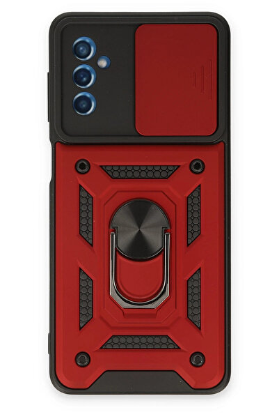 NewFace حافظة سامسونج جالاكسي M52 5G من السيليكون مع حلقة عدسة بارس - أحمر SPTGL