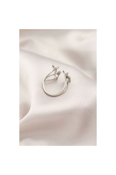 Marsilyan Silver Color Metal Butterfly Model Women's Ring - TJ-BYK2190