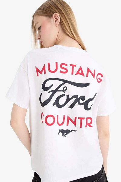DeFacto Tricou cu mânecă scurtă cu imprimeu pe spate, sezon nou, Coool Ford Motor Company