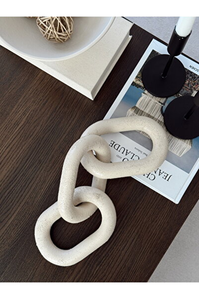 AYSA HOME DECOR Seramik Bej Dokulu Dekoratif El Yapımı Zincir, Dekoratif Zincir