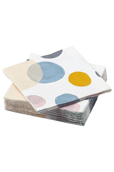 IKEA KRUSTISTEL منديل منقوش، نمط منقط-متعدد الألوان، 24x24 سم، 30 قطعة