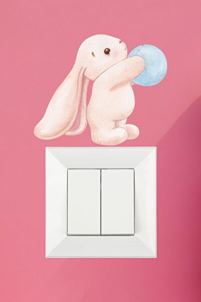 Tasarım Tavşan Bebek Çocuk Odası Priz Sticker